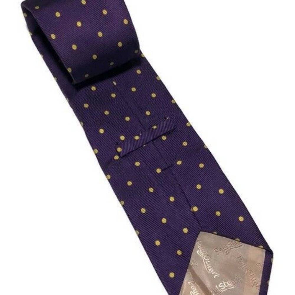 Paul Stuart Men's Purple/Gold Polka Dot Silk Tie